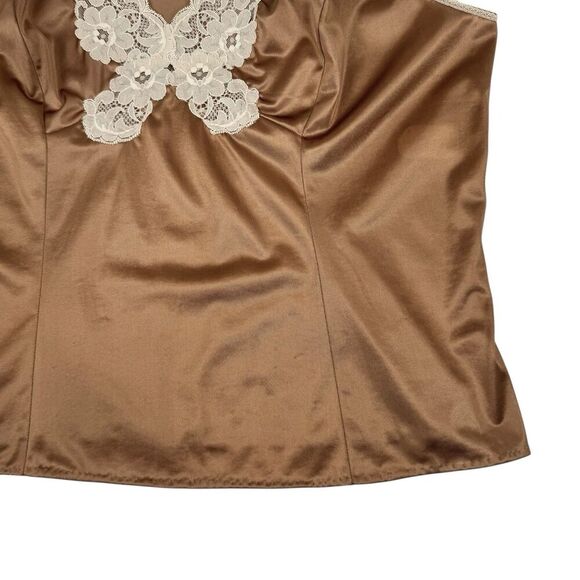 Vintage 1950's Van Raalte Womens Camisole Tank Brown Stretch Nylon Lace Feminine - Picture 6 of 13